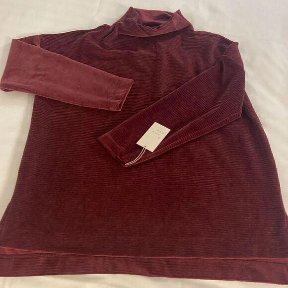 a new day Tops - Maroon Mock Neck Ribbed Sweater A New Day Size XXL